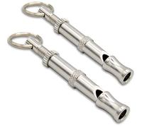 Aribari 2 x silbatos para perros profesionales para el entrenamiento y la educación de perros - con paso ajustable - silbato entrenador - material: latón, color: plata