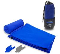 Aribari Toalla de Microfibra - compacta, Ultra Ligera y de Secado rápido - Ideal para Sport, Fitness y Viajes - con o sin Bolsa - 100 x 50 cm (Azul)
