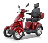 Aribeca Hygieia B8R-4 Wheel Electric, Moped for Elderly, Electric Mobility Scooters, Fully Assembled and Ready to Use, Captain Chair-RED