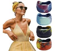 Aribliseza Banda para el cabello de mujer, 4 piezas, diademas anudadas antideslizantes y banda estilo turbante para mujeres, estilo bohemio, accesorios de cabello para yoga y entrenamiento