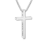 Aribliseza Cruz Collar para Hombres, Acero Inoxidable 316L, Plata/Oro/Negro, con Versículo Bíblico, para Hombres Jóvenes y Adolescentes