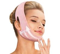 Aribliseza Eliminador de Papada, Máscara Facial en Forma de V con Banda de Barbilla para Apnea del Sueño, Máscara Facial con Efecto Lifting, Reafirmante de Barbilla para Rostro, Talla M, Rosa