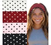 Aribliseza Haarreifen Damen, 4 Stück Stirnband Damen & Polka Dot Headband Set, Stretchy Headbands für Frauen, Yoga Hair Accessories & Fashion Haarband
