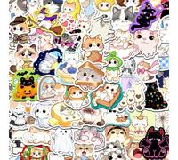 Aribliseza Kawaii Sticker, 60 piezas, pegatinas de gatos adorables, resistentes al agua, brillantes, para botellas y portátiles, decoración de fiesta de gatos