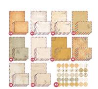 Aribliseza papel de carta con sobre, 50 unidades, diseño vintage en papel kraft, papel pergamino A4 para imprimir, papel de escritura nostálgico para viajes, invitaciones y cartas