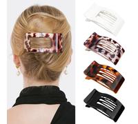 Aribliseza Pinzas para el Cabello Mujeres Cabello Fino, 4 Piezas Pinzas Horizontales y Pinzas de Pico de Pato para Mujer, Cierres de Garra Antideslizantes Mate para Cabello Grueso y Fino en Marrón