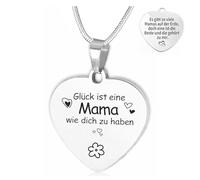 ARICHDUDE Cadena de corazón para mamá, regalos para mamá, acero inoxidable, regalo para el día de la madre, regalo de cumpleaños para madre de hijo e hija, Acero inoxidable, No es una piedra preciosa