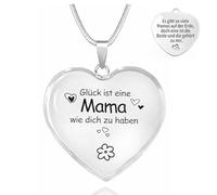 ARICHDUDE Cadena de corazón para mamá, regalos para mamá, acero inoxidable, regalo para el día de la madre, regalo de cumpleaños para madre de hijo e hija, Acero inoxidable, No es una piedra preciosa