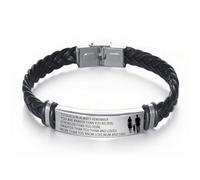 ARICHDUDE Pulsera con texto en inglés «To My Son from Mum Dad», pulsera inspiradora de cuero trenzado de acero inoxidable, regalos para hijo de mamá y papá, Silver, No es una piedra preciosa