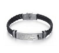 ARICHDUDE Pulsera con texto en inglés «To My Son from Mum Dad», pulsera inspiradora de cuero trenzado de acero inoxidable, regalos para hijo de mamá y papá, Silver, No es una piedra preciosa