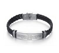 ARICHDUDE Pulsera con texto en inglés «To My Son from Mum Dad», pulsera inspiradora de cuero trenzado de acero inoxidable, regalos para hijo de mamá y papá, Silver, No es una piedra preciosa