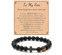 ARICHDUDE Pulseras de cruz para mi hijo, regalos cristianos para hijo, joyería religiosa de cruz, regalos de cumpleaños, Pascua, Navidad para hijo, No es una piedra preciosa