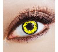 aricona Kontaktlinsen - lentes de contacto de color sin dioptrías - lentes de contacto opacas amarillas-negras para tu disfraz de Halloween