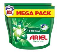 Ariel All-in-1 PODS®, cápsulas de detergente líquido para lavar ropa, 108 lavados, original, excelente eliminación de manchas en 1 lavado, en frío y corto