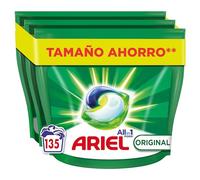 Ariel All-in-One Detergente Lavadora Liquido en Capsulas/Pastillas, 135 Lavados (3x45), Original, Jabon 5 Acciones para una Limpieza Brillante en Frio, 135 Unidad (Paquete de 1)
