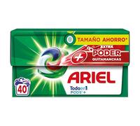 Ariel All-in-One Detergente Lavadora Líquido en Cápsulas/Pastillas, 40 Lavados, Más Poder Extra Quitamanchas, Limpieza Profunda