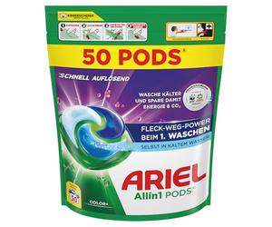 Ariel Allin1 PODS - Detergente líquido en cápsulas, 100 lavados, Color+, Fleck-Weg-Power desde el primer lavado, incluso en agua fría