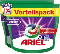 Ariel Cápsulas de detergente todo en 1 Pods Color+, 104 lavados (2 x 52)