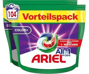 Ariel Cápsulas de detergente todo en 1 Pods Color+, 104 lavados (2 x 52)