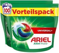 Ariel Detergente en cápsulas todo en 1, detergente líquido en cápsulas, 100 lavados, universal +, potente eliminación de manchas a partir del primer lavado