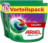 Ariel Detergente Pods All-in-1, Detergente Líquido Cápsulas 76 Lavados, Universal+, potente eliminación de manchas a partir del primer lavado