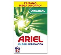 Ariel Detergente Lavadora en Polvo, 80 Lavados, Original, con Tecnologia Anti-Residuos que Deja la Ropa Limpia y Reluciente