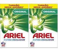 Ariel Detergente Lavadora en Polvo, 80 Lavados, Original, con Tecnologia Anti-Residuos que Deja la Ropa Limpia y Reluciente (Paquete de 2)