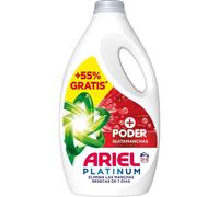 Ariel Detergente Lavadora Liquido, 50 Lavados (32+18), Jabon Quitamanchas, Mas Poder Extra Quitamanchas, Limpieza Profunda