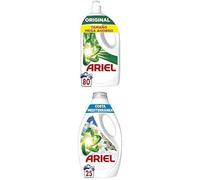 Ariel Detergente Lavadora Liquido 80 Lavados, Original, Jabon con Tecnologia limpieza en Frio + Ariel Detergente Lavadora Liquido 25 Lavados, Brisa Marina Y Jazmín, Edición Limitada Costa Mediterránea