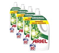 Ariel Detergente Lavadora Liquido 80 Lavados, Original, Jabon Limpieza Mejorada en Ciclos Mas Frios con la Exclusiva Tecnologia de limpieza en Frio (Paquete de 4)