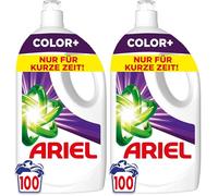 Ariel Detergente líquido, 100 lavados Color+, potente eliminación de manchas en solo 1 lavado, incluso en ciclos de lavado en frío (Paquete de 2)