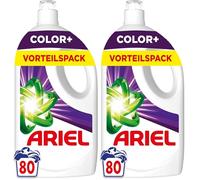 Ariel Detergente líquido, 80 lavados Color Plus, potente eliminación de manchas en solo 1 lavado, incluso en ciclos de lavado en frío (Paquete de 2)