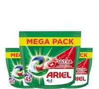 Ariel Detergente para ropa en cápsulas 4 en 1 + Quitamanchas ultra - 3 x 45 lavados