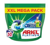 Ariel Platinum - Cápsulas de lavado + cápsulas Febreze Odour Defence todo en 1, mega paquete, 50 lavados