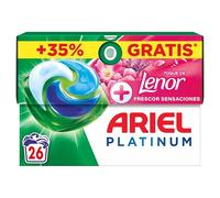 ARIEL PODS Platinum Detergente Lavadora Liquido 26 Capsulas/Pastillas, Frescor Sensaciones, Jabon Limpieza Profunda
