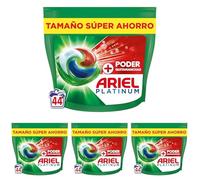 Ariel PODs Platinum, Detergente Líquido En Cápsulas + Poder Quitamanchas Cápsulas, 44 Lavados (Paquete de 4)
