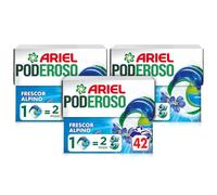 Ariel Pods PODEROSO Detergente lavadora capsulas, Frescor Alpino, Pack 3x14 | POD GRANDE=2 PODS, 2X eliminación de manchas y olores