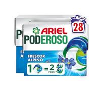 Ariel PODs PODEROSO, Detergente Líquido En Cápsulas 14 Lavados, Frescor De Los Alpes, Con Aditivos Integrados, Quitamanchas Y Eliminación De Olores X2 (Paquete de 2)