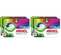 ARIEL PODS Todo en 1 Detergente Lavadora Liquido 40 Capsulas/Pastillas, Jabon Extra Cuidado del Color, Mas Color y Brillo, Limpieza Profunda (Paquete de 2)