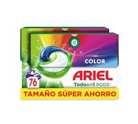 ARIEL PODS Todo en 1 Detergente Lavadora Liquido 76 Capsulas/Pastillas, Jabon Extra Cuidado del Color, Mas Color y Brillo, Limpieza Profunda, El embalaje puede variar