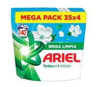 Ariel PODS Todo En 1, Detergente Líquido En Cápsulas 35 Lavados, Brisa Limpia (Paquete de 4)