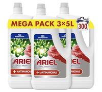 Ariel Professional, Detergente líquido para lavadora + Quitamanchas, 15L (3 x 5L), Nuestra Mejor Fórmula Para Eliminar Manchas Difíciles