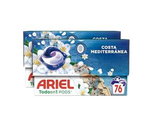 Ariel Todo en 1 PODS Brisa Marina Y Jazmín, Detergente Líquido Para Lavadora en Cápsulas, 76 Lavados, Edición Limitada Costa Mediterránea