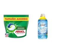 Ariel Todo En 1 PODS, Detergente Líquido Para Lavadora 35 Capsulas/Pastillas, Original, 5 Acciones, Limpieza Increíble + Lenor Aire Fresco Suavizante Para Ropa Frescor Alpino 76 Lavados, 1.064L