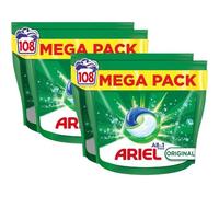 Ariel Todo en 1 PODS Original - Pack de 4 Bolsas (216 Cápsulas) de Detergente para Lavadora, Limpieza Profunda y Frescor Duradero