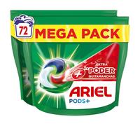 Ariel Todo En Uno PODS, Detergente Líquido Para Lavadora 72 Cápsulas + Poder Extra Quitamanchas Lavados, Limpieza Profunda + Eliminación De Manchas Adicional
