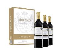 Arienzo de Marqués de Riscal - Vino tinto Crianza Denominación de Origen Calificada Rioja, Variedad Tempranillo, 18 meses en barrica - Estuche 3 botellas x 750 ml - Total 2250 ml