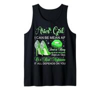 Aries Chica Cumpleaños Tacones Altos Labios Goteando Mariposa Camiseta sin Mangas