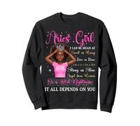 Aries Girl Black Queen Zodiac Birthday Afro Mujer Rosa Sudadera