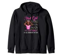 Aries Girl Black Queen Zodiac Birthday Afro Mujer Rosa Sudadera con Capucha